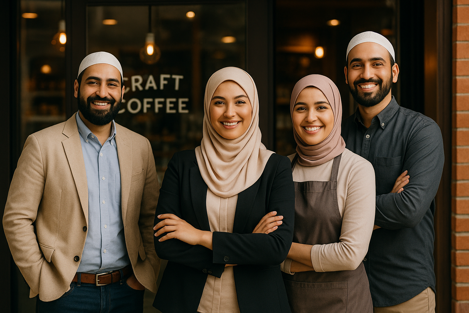 Diverse group of Muslim community members and professionals