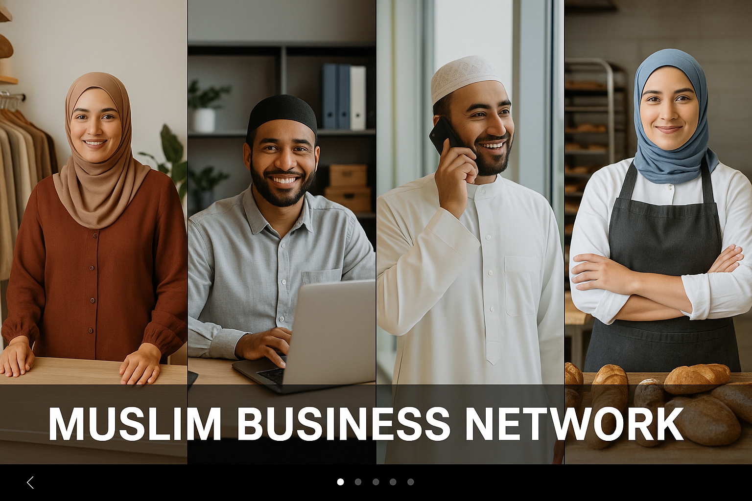 Montage of various Muslim-owned businesses and services